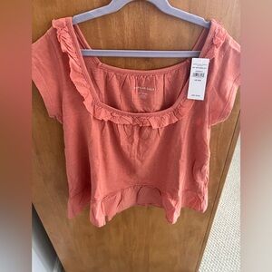 American Eagle Women Size XXS 100% cotton summer top, Burnt orange color